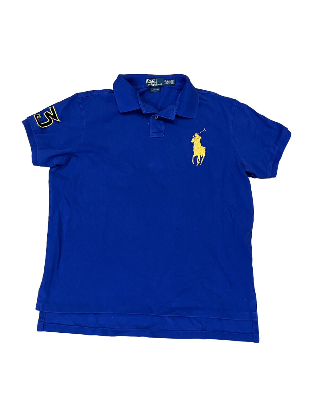 Vtg Polo Ralph Lauren Big Pony Blue Polo T-Shirt Sz XL Gold Pony Chief Keef